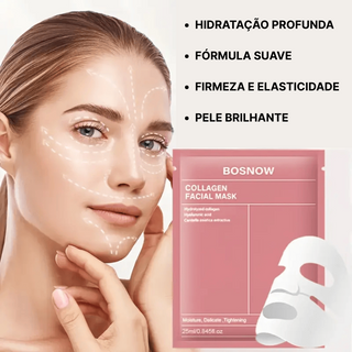 MÁSCARA FACIAL COM COLEGÉNIO E ÁCIDO HIALURÓNICO (10UNIDADES) - PELE HIDRATADA E NUTRIDA