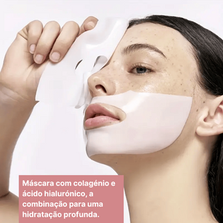 MÁSCARA FACIAL COM COLEGÉNIO E ÁCIDO HIALURÓNICO (10UNIDADES) - PELE HIDRATADA E NUTRIDA