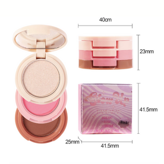 MINI PALETA 3 EM 1 BLUSH, CONTORNO E ILUMINADOR - PRATICIDADE NUM SÓ PRODUTO