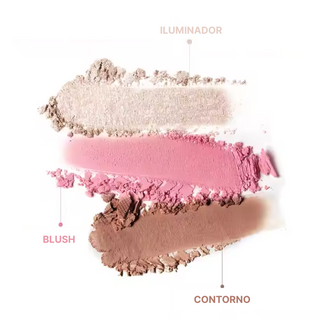 MINI PALETA 3 EM 1 BLUSH, CONTORNO E ILUMINADOR - PRATICIDADE NUM SÓ PRODUTO