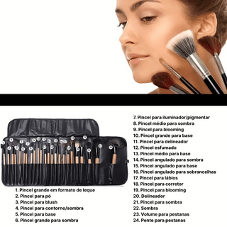 ESTOJO 24 PINCÉIS DE MAQUILHAGEM PROFISSIONAL